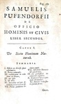 Giusnaturalismo: Samuel Pufendorf - De officio hominis et civis secundum legem naturalem - 1728 Giusnaturalismo: Samuel Pufendorf - De officio hominis et civis secundum legem naturalem - 1728