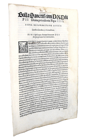 Bolla di papa Pio IV sulla Cancelleria Apostolica - Roma, Blado 1562 Bolla di papa Pio IV sulla Cancelleria Apostolica - Roma, Blado 1562