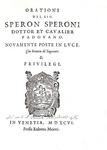 Politica e diplomazia nel Cinquecento: Sperone Speroni - Orationi - Venezia 1596 (prima edizione) Politica e diplomazia nel Cinquecento: Sperone Speroni - Orationi - Venezia 1596 (prima edizione)