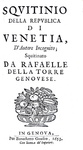 Della Torre - Squitinio della Republica di Venetia squitinato - Genova 1653 (rara prima edizione) Della Torre - Squitinio della Republica di Venetia squitinato - Genova 1653 (rara prima edizione)