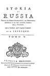 Levesque - Storia di Russia tratta da croniche originali - Venezia 1784 (prima edizione italiana)