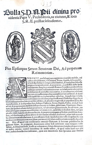 Bolla di Pio V sui feudi e le municipalit� - Roma, Blado 1567 Bolla di Pio V sui feudi e le municipalit� - Roma, Blado 1567