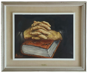 Bollart (Arturo Bollati) - Mani sulla bibbia - 1972 (olio su tela - con autentica) Bollart (Arturo Bollati) - Mani sulla bibbia - 1972 (olio su tela - con autentica)