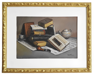 Giacomo Tabellini - Natura morta con libri. Composizione - 1965 ca. (olio su tela) Giacomo Tabellini - Natura morta con libri. Composizione - 1965 ca. (olio su tela)