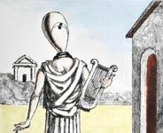 Giorgio de Chirico - La musa della storia - 1972 (litografia acquerellata a mano - prova d'artista) Giorgio de Chirico - La musa della storia - 1972 (litografia acquerellata a mano - prova d'artista)