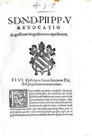Bolla di Pio V che disciplina il diritto di regresso - Roma, Blado 1571 Bolla di Pio V che disciplina il diritto di regresso - Roma, Blado 1571