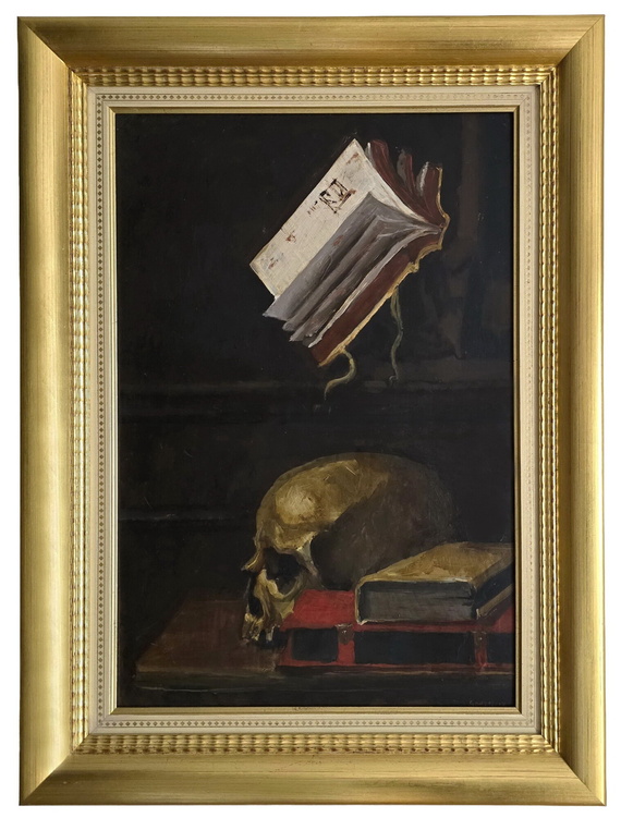 Maurice-Henri Gaudefroy - Vanitas (Memento mori) - circa 1930 (olio su tavola)