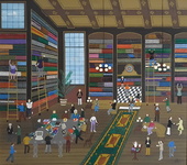 Heinz Sedlick - In der bibliothek - anni Novanta (acrilico su tavola) Heinz Sedlick - In der bibliothek - anni Novanta (acrilico su tavola)