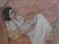 Giovanni Alic� - Il libro preferito - 1940/1950 (pastello su carta applicata a cartone) Giovanni Alic� - Il libro preferito - 1940/1950 (pastello su carta applicata a cartone)