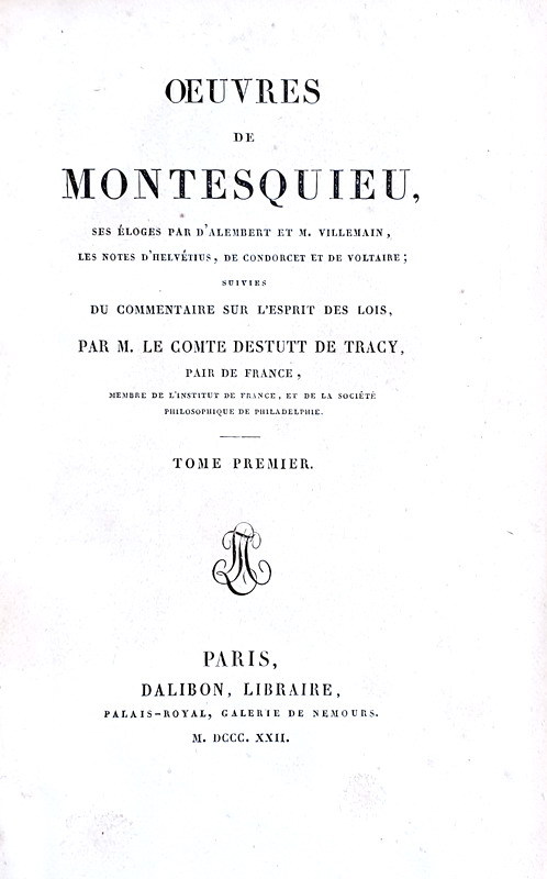 Un simbolo dell'Illuminismo: Montesquieu - Opera omnia - Paris 1822 (otto volumi) Un simbolo dell'Illuminismo: Montesquieu - Opera omnia - Paris 1822 (otto volumi)