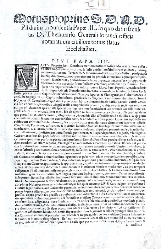 Bolle di Pio IV che disciplina il notariato nello stato pontificio - Roma, Blado 1568 Bolle di Pio IV che disciplina il notariato nello stato pontificio - Roma, Blado 1568