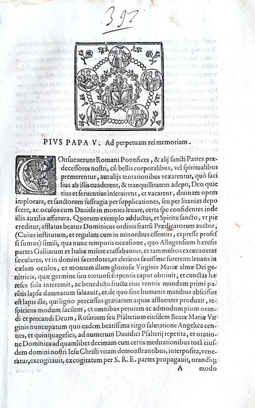 Bolla di Pio V sulla Confraternita del Santo Rosario - Roma, Blado 1569 Bolla di Pio V sulla Confraternita del Santo Rosario - Roma, Blado 1569