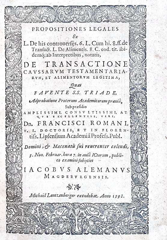 Miscellanea di dieci rarissime opere giuridiche edite in Germania tra il 1598 e il 1602 Miscellanea di dieci rarissime opere giuridiche edite in Germania tra il 1598 e il 1602