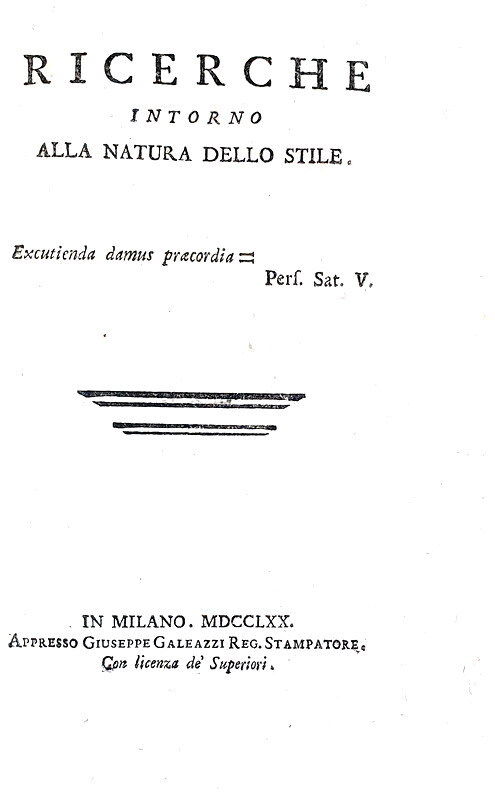 Cesare Beccaria - Ricerche intorno alla natura dello stile - Milano 1770 (rara prima edizione) Cesare Beccaria - Ricerche intorno alla natura dello stile - Milano 1770 (rara prima edizione)