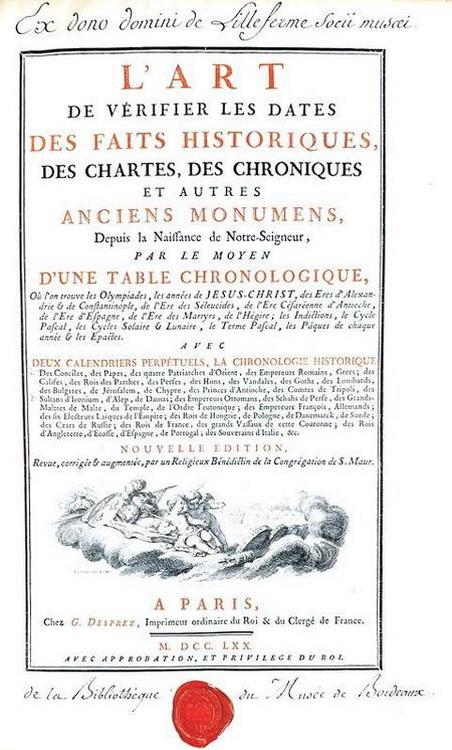 L'arte di verificare le date: L'art de verifier les dates des faits historiques - A Paris 1770 L'arte di verificare le date: L'art de verifier les dates des faits historiques - A Paris 1770