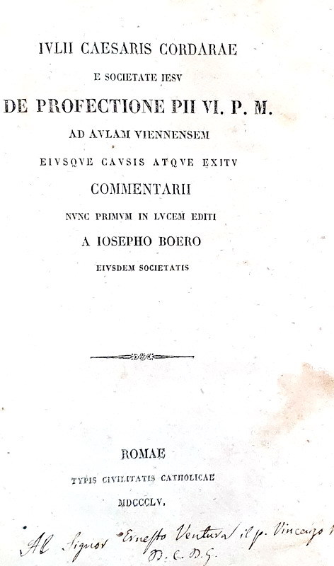 Cordara - De profectione Pii VI ad aulam Viennensem - 1855 (bellissima legatura 'alla cattedrale') Cordara - De profectione Pii VI ad aulam Viennensem - 1855 (bellissima legatura 'alla cattedrale')