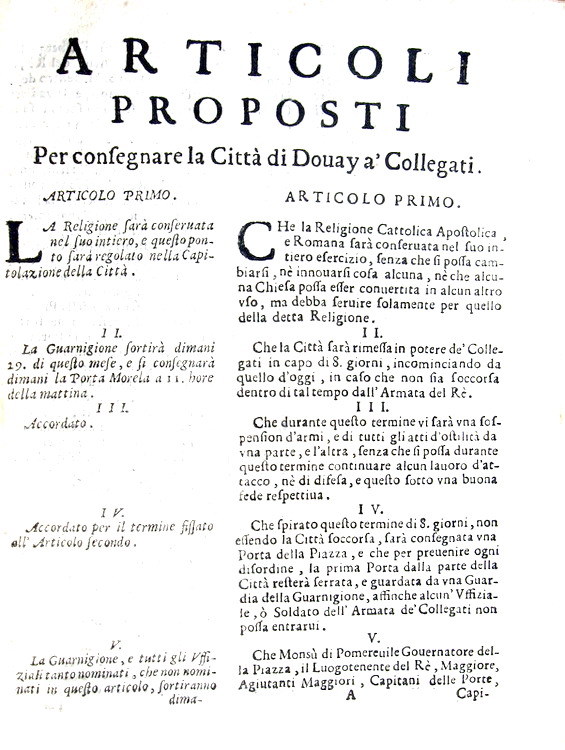 Guerra di successione spagnola: consegna della citt� di Douay agli alleati - 1710 (prima edizione) Guerra di successione spagnola: consegna della citt� di Douay agli alleati - 1710 (prima edizione)