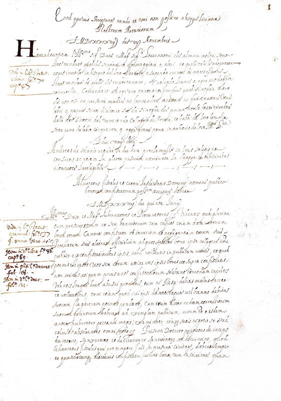 Decretorum criminalium extra statuta - Genova - fine XVI secolo (manoscritto tra il 1595 e il 1602) Decretorum criminalium extra statuta - Genova - fine XVI secolo (manoscritto tra il 1595 e il 1602)