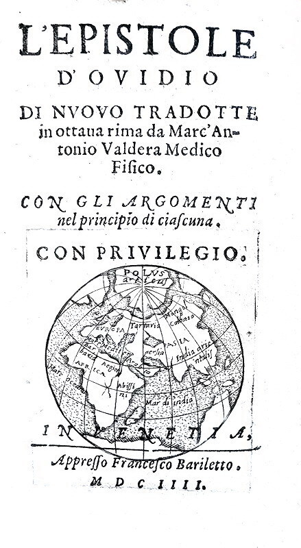 Ovidio - Epistole di nuovo tradotte in ottava rima da Marc'Antonio Valdera - Venezia 1604 Ovidio - Epistole di nuovo tradotte in ottava rima da Marc'Antonio Valdera - Venezia 1604