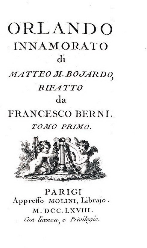 Un capolavoro quattrocentesco: Matteo M. Boiardo - Orlando innamorato - Parigi 1768 (bella legatura) Un capolavoro quattrocentesco: Matteo M. Boiardo - Orlando innamorato - Parigi 1768 (bella legatura)